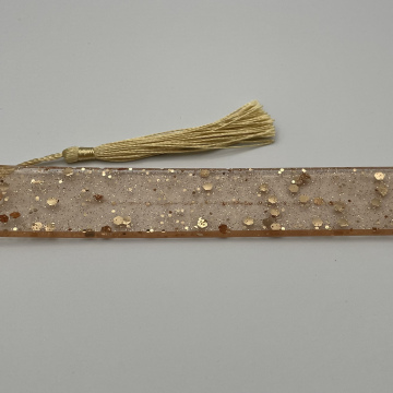 Marque-page paillettes or rose