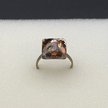 Bague petit carré pailleté multicolore