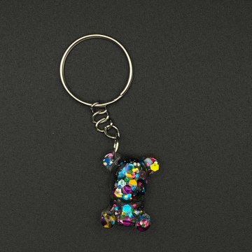 Porte-clef petit ourson pailleté multicolore