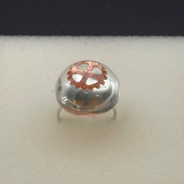 Bague ronde engrenage rose