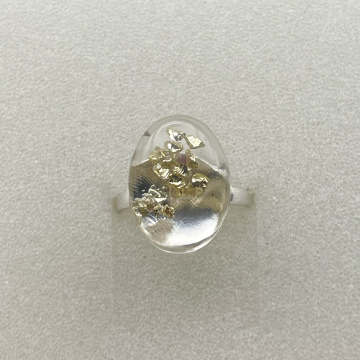 Bague petit ovale pierres de verre argent