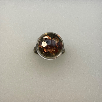 Bague ronde pailletée marron