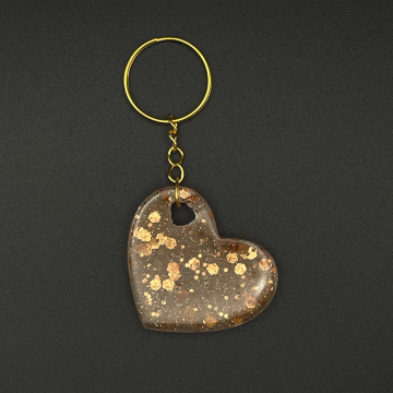 Porte-clef cœur paillettes or rose