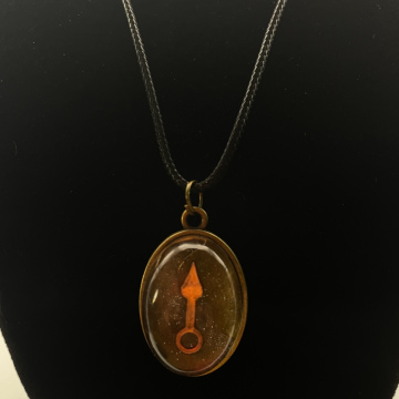 Collier cabochon petit ovale aiguille or rose