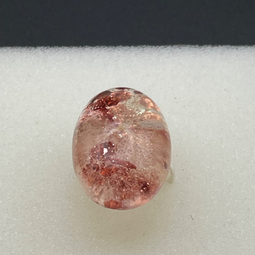 Bague grand ovale fleur séchée et paillettes roses