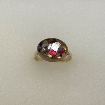Bague petit ovale paillettes multicolores