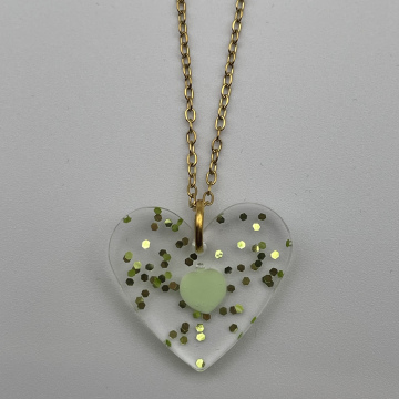 Collier coeur vert