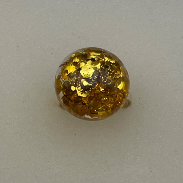Bague ronde pailletée dorée
