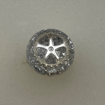 Bague ronde engrenage et paillettes argent