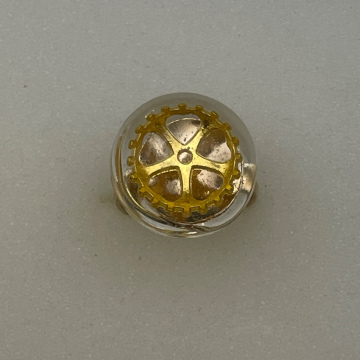 Bague ronde engrenage doré