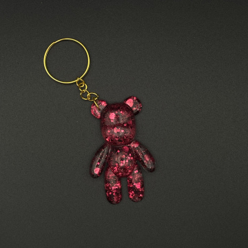Porte-clef ourson pailleté bordeaux 