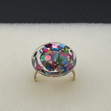 Bague ronde paillettes multicolores