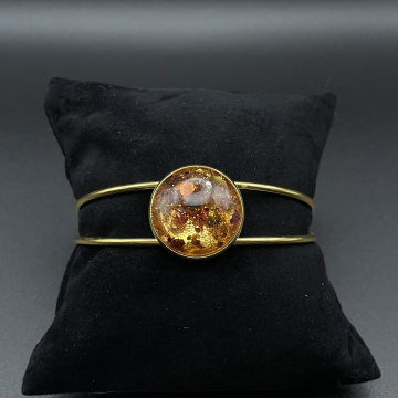 Bracelet jonc cabochon paillettes multicolores