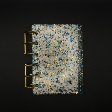 Carnet feuilles métallisées dorées et bleu