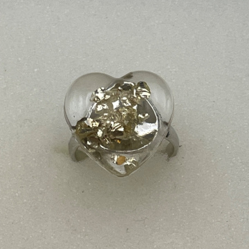 Bague petit coeur pierres de verre argent